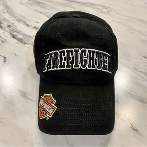 Harley Davidson Firefighter Hat Strapback Velcro Strap Cap Black Embroidery Logo